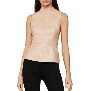 BCBGMaxAzria Faux Suede Peplum Top